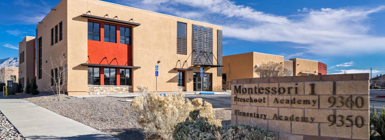 Exterior of Montessori ONE Academy campus in Albuquerque, NM