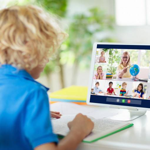 Children of varying ages on a Skype call together