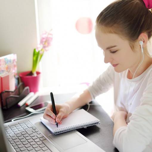Upper elementary student using a computer