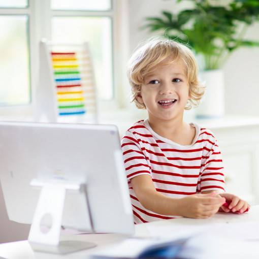 Primary Preschool student with a computer